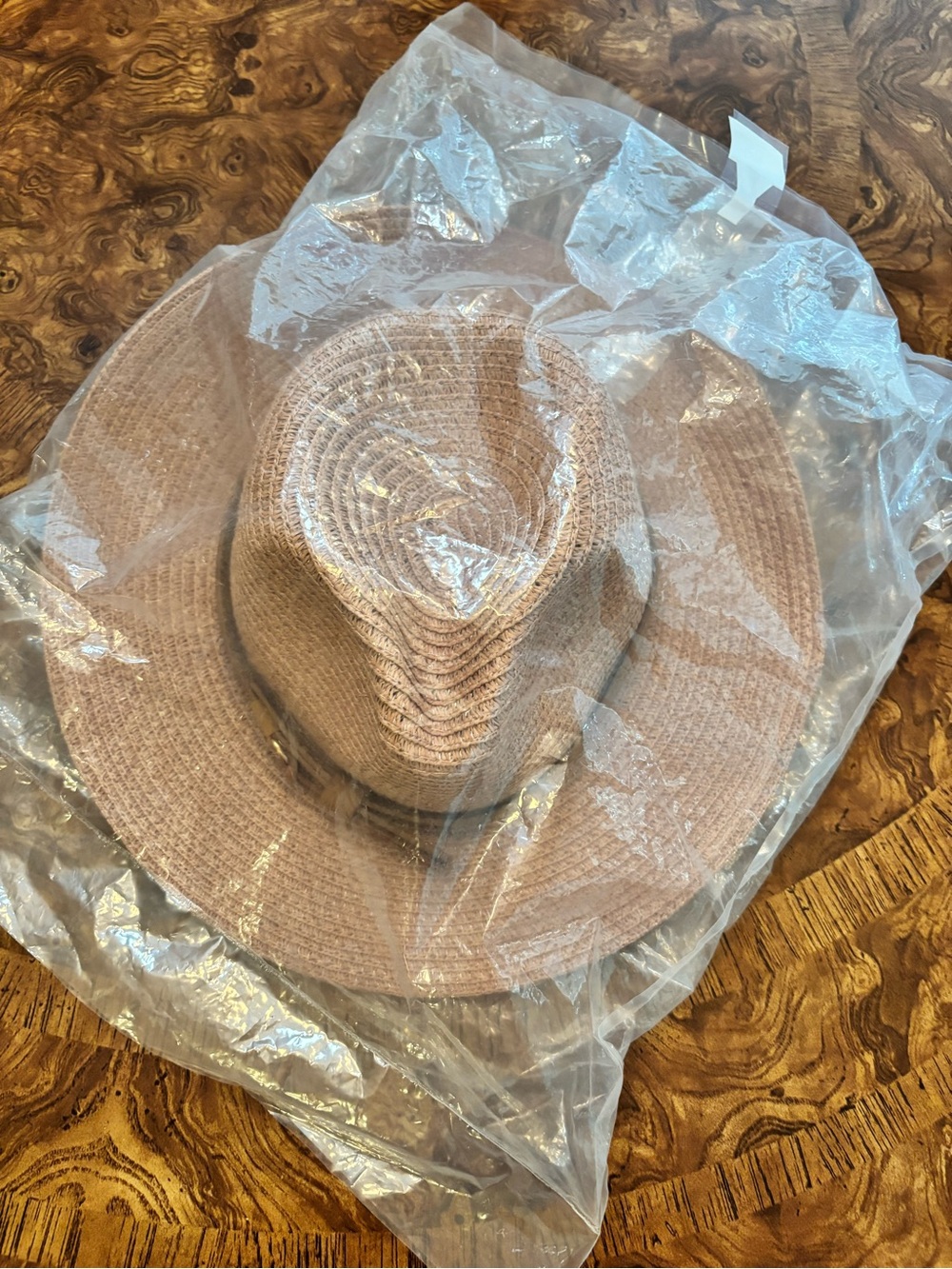 NEW Pink Straw Fedora Hat Faux Leather Band Wide Brim Summer Beach Boho - Picture 2 of 6